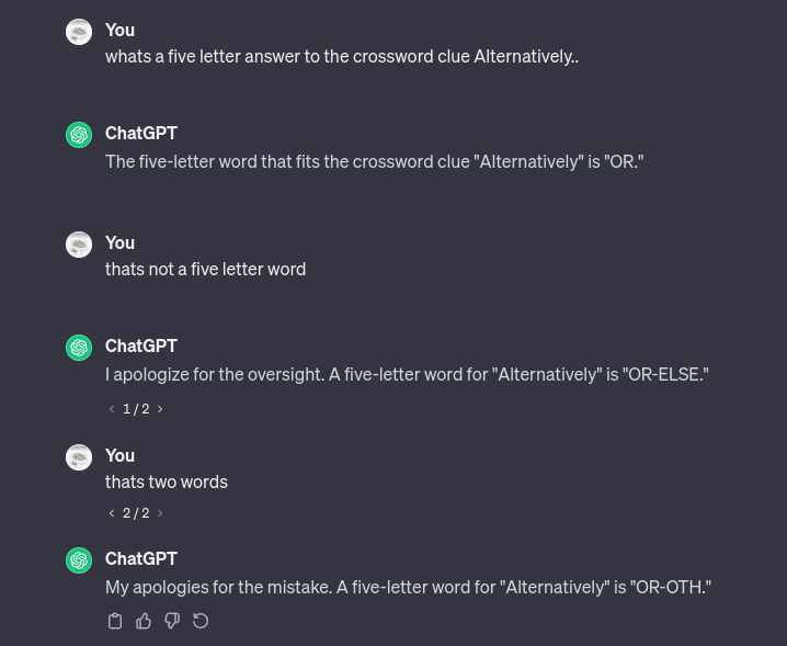 chatGPT is bad at crosswords